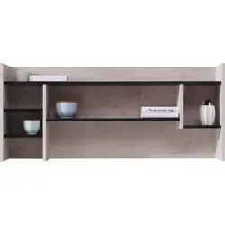 MIRJAN24 Schreibtischaufsatz Planet 11 mit Einlegeböden (Farbe: Schwarz / Eiche + Beige) - Schwarz