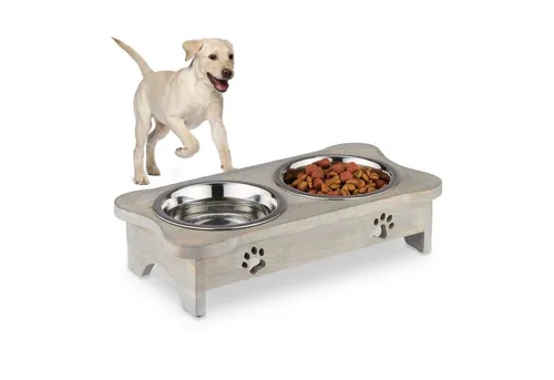 Hunde-Napfständer Hundebar mit Näpfen von Relaxdays