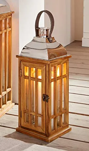 Dekoleidenschaft Laterne Wood in braun von Dekoleidenschaft