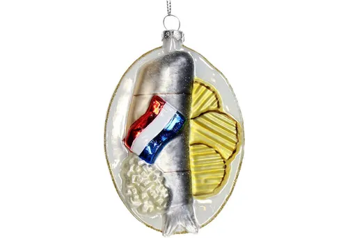 HD Collection Christbaumschmuck, Christbaumschmuck 11cm Glas Heringsfilet Figur Weiß