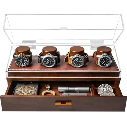 Holme & Hadfield Uhrenbox für Herren aus Holz – Uhrenbox Uhrenaufbewahrung für Männer – aus Holz für Ihn – Uhrenaufbewahrungsbox – Geschenk für Männer, Freund, Papa – Watch Deck Pro