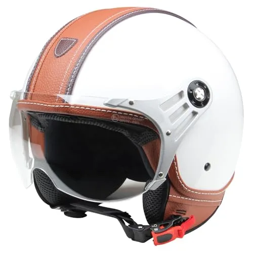 Jethelm Rollerhelm Policehelm CMX Paul Leder weiß braun von Citomerx