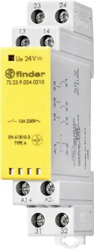 Finder 7S.23.9.024.0210 Relais - Universalrelais mit 10A Schaltstrom und zwangsgeführten Kontakten, ideal für Sicherheitsanwendungen mit SIL 2 und PL