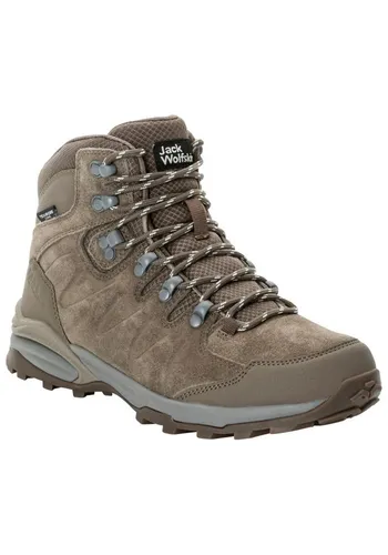 Jack Wolfskin Refugio Texapore Mid W - Wanderschuhe für Damen - Wasserdichte und atmungsaktive Mid Cut Wanderschuhe mit robustem Veloursleder, ideal für komfortable Wanderungen. Die griffige Gummiaußensohle sorgt für sicheren Halt auf jedem Terrain.