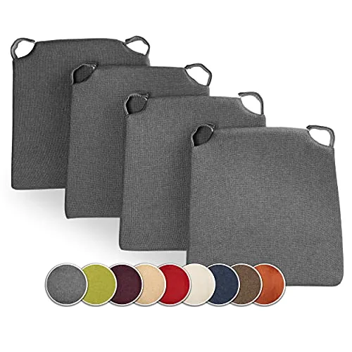 sunnypillow 4er Set Stuhlkissen mit Klettverschluss in grau von sunnypillow