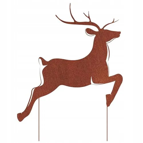 Kapaga - Gartenfigur aus Rost auf Einschlagbeinen - Metall Tierfigur - Edelrost Dekofigur - Tier Figur - Dekoration Gartendeko - Gartendekoration (Hirsch 2 - Höhe 74 cm)