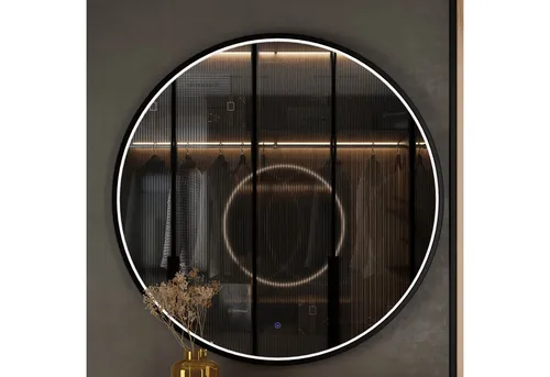 Planetmöbel Badspiegel VELUNA rund 60 - 100 cm - Eleganter LED-Badspiegel mit integriertem Touch-Dimmer und neutraler Lichtfarbe von 3000-6500K, ideal für Badezimmer, Flur oder Garderobe.