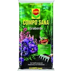 COMBO COMPO SANA Graberde 20 L - Dekorative tiefschwarze Erde für Grabstellen, reduziert Austrocknung und Unkrautbewuchs