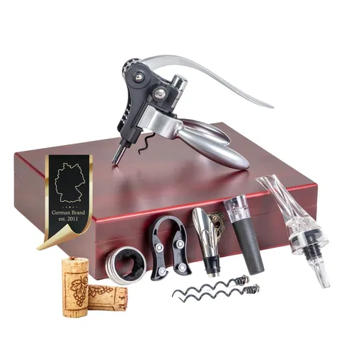 9-teiliges Sommelier Set - Weinzubehör für Weinliebhaber - Umfassendes Set mit 9 hochwertigen Werkzeugen, ideal für jeden Weinliebhaber. Perfekt für die stilvolle Entkorkung und Servierung von Wein.