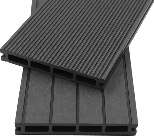 HOME DELUXE WPC Dielen SAMANA Komplettset - Anthrazit - Terrassendielen aus WPC, pflegeleicht und langlebig, ideal für Balkon und Terrasse. Wetterbeständig und rutschhemmend für sicheren Genuss im Freien.