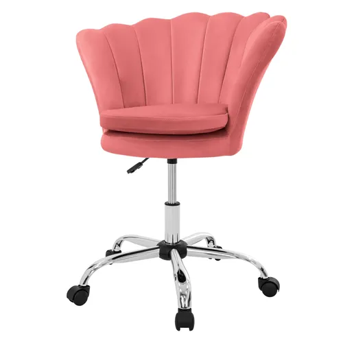 ML-Design Bürostuhl - Ergonomischer Schreibtischstuhl mit Muschel-Design, 360° drehbar in Rosa - Bürostuhl mit exquisitem Samtbezug und ergonomischer Rückenlehne im Muschel-Design, ideal für stilvolle und komfortable Arbeitsplätze. Höhenverstellbar und auf 5 Rollen für mühelose Bewegungsfreiheit.