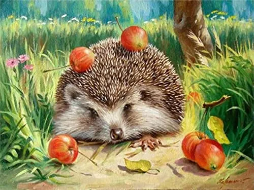 Pracht Creatives Hobby Diamond Painting Set, Bild mit Motiv Igel und Zubehör, Größe ca. 25 x 35 cm, Bastelset zum Malen mit Glitzersteinchen für Kinder ab 5 Jahren