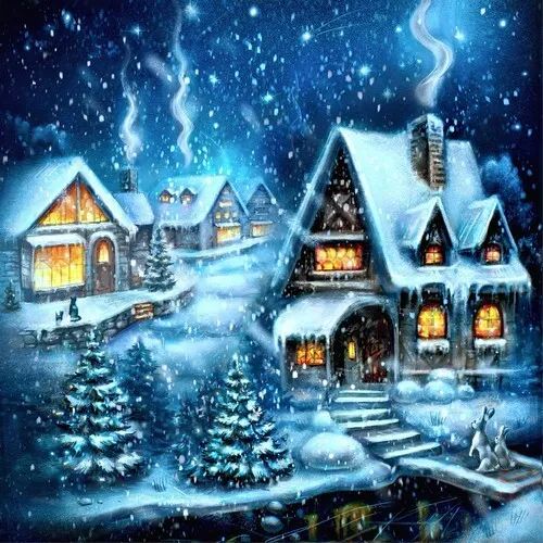 Servietten Dreamy Winter Village Märchenhaft Winter Dorf Weihnachten  33x33cm 20