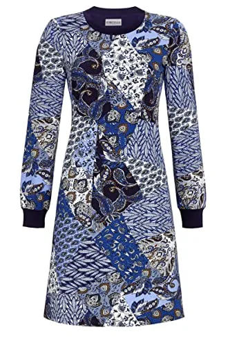 Ringella Damen Nachthemd mit Strickbündchen - Nacht 40 3511001 - Nachthemden für Damen, aus 100% Baumwolle, bietet höchsten Tragekomfort mit Rundhalsausschnitt und langem Arm für warme Nächte.