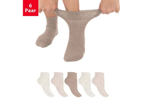 Footstar Damen & Herren Diabetiker Kurzsocken (6 Paar) - Beige 39-42