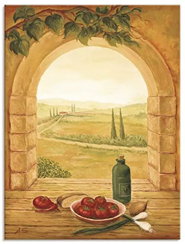 Artland Leinwandbild Fensterblick, Fensterblick (1 St), auf Holzrahmen gespannt