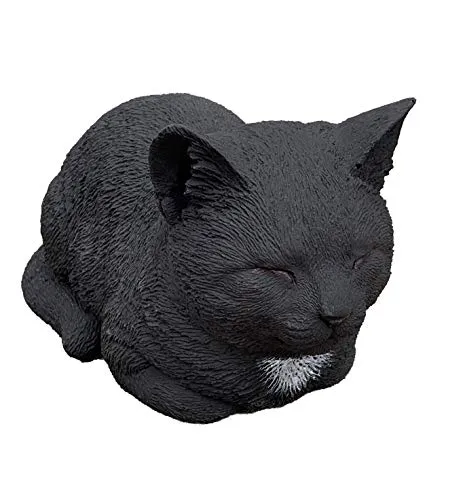 stoneandstyle Steinfigur Katze ruhend schwarz frostfest wetterfest Steinguss