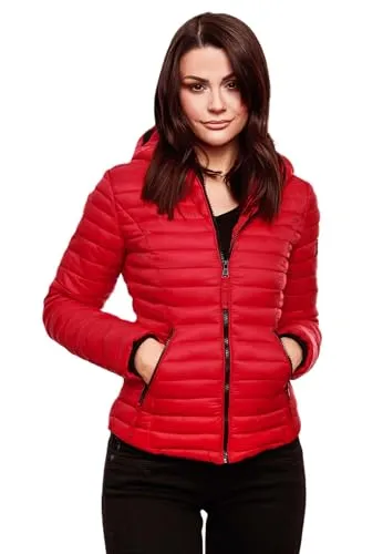 Navahoo Damen Übergangs Stepp Jacke mit Kapuze B348 - Funktionsjacke in klassischem Design, leicht und bequem mit tailliertem Schnitt. Ideal für den Alltag, ausgestattet mit praktischen Taschen und warmen Rippbündchen.