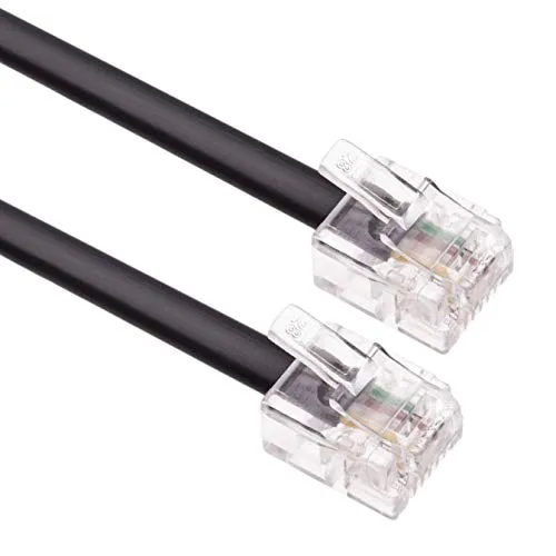 5m RJ11 Kabel ADSL Erweiterung Leitung Telefon Schnur Stecker Hohe Geschwindigkeit BT Internet Breitband Männlich zu Männlich Router und Modem zu RJ11 Telefonbuchse, Mikrofilter (Schwarz)