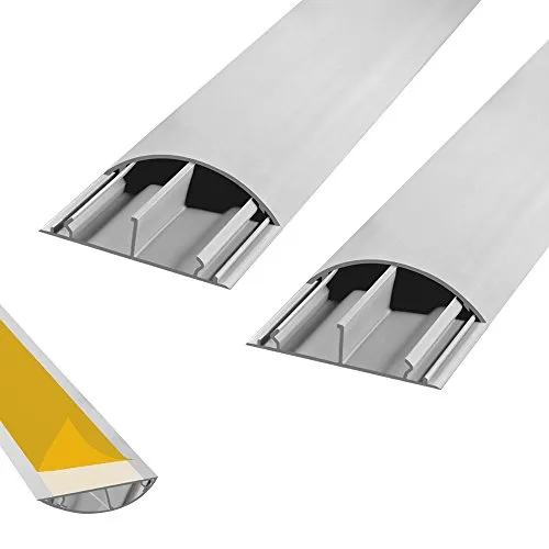 Fussboden Kabelbrücke ARLI, 2 x 1 m grau - Kabelkanäle für eine ordentliche Verlegung von Kabeln, selbstklebend für einfache Installation und aus robustem Kunststoff für lange Haltbarkeit.