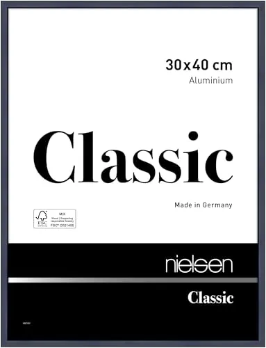 nielsen Bilderrahmen 30 x 40 cm, Aluminium Blau glanz - Eleganter Bilderrahmen aus stabilen Aluminium, ideal für Hoch- und Querformat. Mit Echtglas und stabiler MDF-Rückwand für einfache Montage. Made in Germany und FSC-zertifiziert.