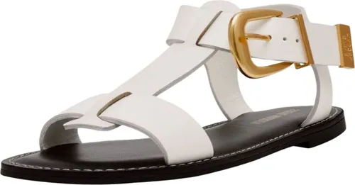 STEVE MADDEN Riemchensandale aus Leder in Weiß - Größe 38 EU - Wanderschuhe, leichte und bequeme Sandale mit offenem Zehenbereich und blockabsatz für optimalen Komfort beim Gehen.