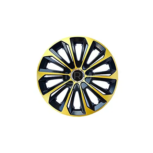 Universal Radkappen 15 Zoll NRM Extra Strong Gold Schwarz 4er Set - Radkappen & Stahlfelgenringe, robuste und splitterfeste Konstruktion für eine einfache Installation ohne Werkzeuge, ideal für Fahrzeugstyling