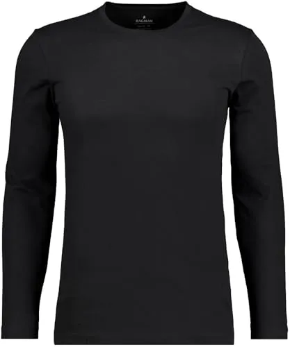 RAGMAN Herren Langarm Shirt Schwarz-009 XL - Tops, T-Shirts & Hemden für Herren, supersoftes Baumwollmaterial mit Bodyfit-Schnitt für optimalen Tragekomfort und verstärkten Nähten.