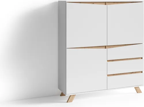 byLIVING Highboard Valentin - Skandinavisches Design - Hochschrank im Scandiy-Style mit 3 Türen und 3 Schubkästen, bietet viel Stauraum und ist nachhaltig aus FSC-zertifizierten Holzwerkstoffen gefertigt.