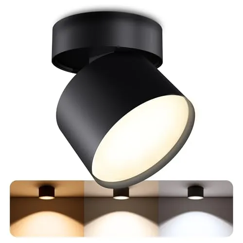 SSC-LUXon SAMU Decken Aufbauspot schwarz schwenkbar inkl. GX53 LED 3W - 3CCT Downligtht Spot warmweiß + neutralweiß + kaltweiß