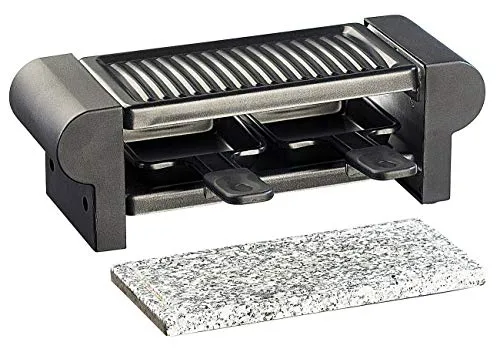 Rosenstein & Söhne Raclette Steinplatte: Raclette für 2 Personen, mit Grillaufsatz und heißem Stein, 350 Watt (Ofen, Grillplatte, BBQ)