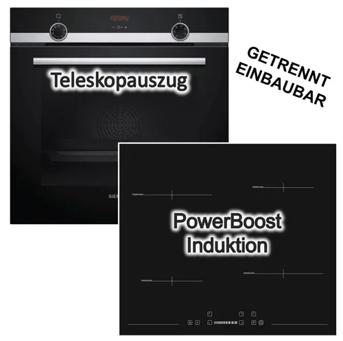 Herdset Siemens Backofen ecoClean + Sharp Induktionskochfeld Booster autark 60cm
