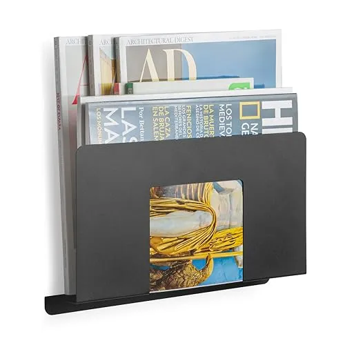 Zeitschriftenständer für den Schreibtisch, Zeitschriftenordner, Aktenordner, A4-Papier, A4-Papier, Küche, Büro, Eingangsbereich, Badezimmerregal, Schwarz, 2 Stück