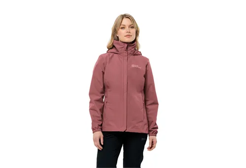 Jack Wolfskin Funktionsjacke STORMY POINT 2L JKT W – Wasserdicht und Atmungsaktiv - Funktionsjacken für Trekking und Wandern, mit verstaubarer Kapuze, winddicht und eine Wassersäule von 10.000 mm für optimalen Wetterschutz.