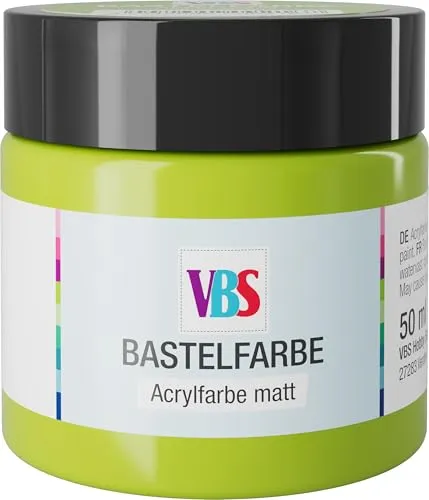 VBS Bastelfarbe 50 ml wasserfest lichtecht geruchsneutral lösungsmittelfrei hochpigmentiert matt Malfarbe Malen Farbe Farben Apfelgrün