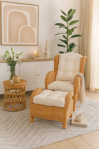 Rattansessel mit Fusshocker Hajo von möbel direkt online