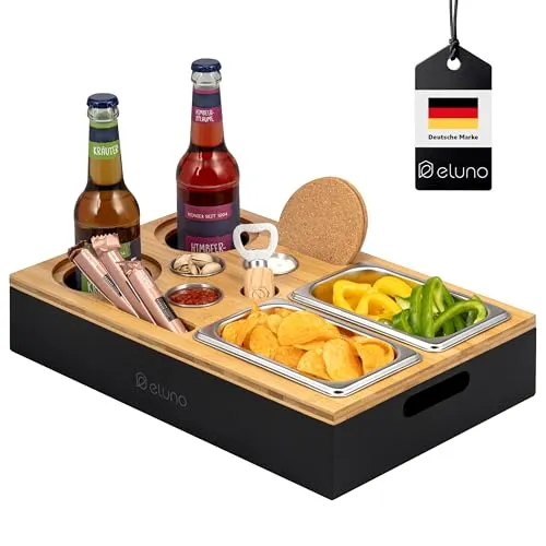eluno Couchbar mit abnehmbarem, magnetischem Deckel und Snackschalen