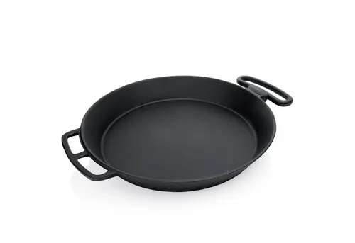 WAS Germany Gusseisen Riesenpfanne Ø 80 cm - Gasherdgeeignete Bratpfanne aus Eisen mit abnehmbarem Rundgriff, ideal für große Portionen und gleichmäßige Wärmeverteilung.
