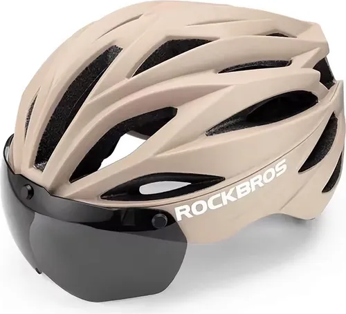 ROCKBROS Fahrradhelm mit Visier und abnehmbarer UV-Schutzbrille