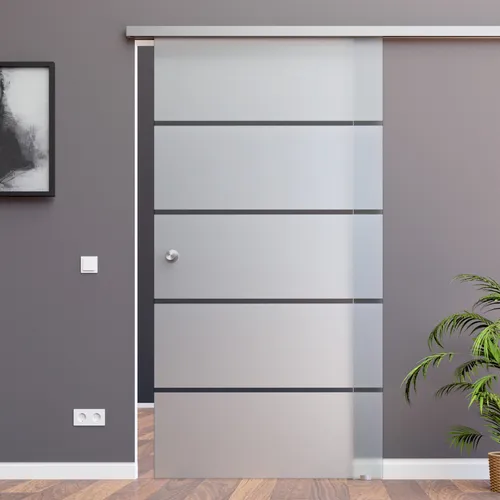 Glas Schiebetür AMOD Komplettset mit SoftClose 775 x 2050 mm - Elegante Glas Schiebetür AMOD mit SoftClose-Funktion. Hochwertiges 8 mm Einscheibensicherheitsglas und modernes SlimLine Schienensystem aus Aluminium für eine einfache Montage und vielseitige Einsatzmöglichkeiten.