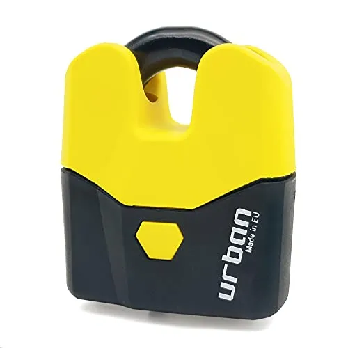 Urban U8K Diebstahlsicherung Vorhängeschloss Motorrad Roller, Hohe Sicherheit, in EU hergestellt, ø15, Gelb und Schwarz