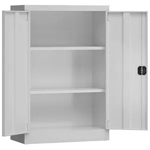 ClassiX Aktenschrank X-530290 - abschließbar und robust - Hochschrank aus lichtgrauem Metall mit 2 höhenverstellbaren Fachböden, ideal für die sichere Aufbewahrung von Akten. Garantie: 3 Jahre.