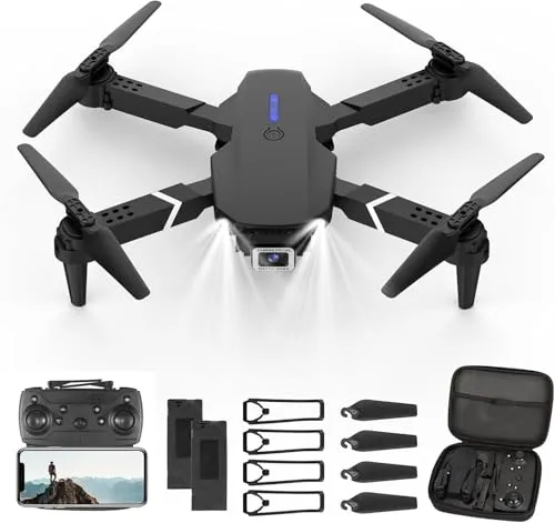 Produktbild Drohne mit Kamera HD 4K,RC Faltbare FPV WiFi Live Ãœbertragung Drohne für Kinder Anfänger,2 Akku Lange Flugzeit,Headless Modus,Flugbahnflug,Hindernisvermeidung,One Key Start/Landen,Headless Modus
