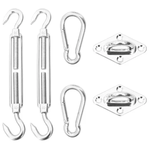 furnicato Sonnensegel-Befestigungsset Edelstahl 316 mit Karabinerhaken - Praktisches Befestigungsset für viereckige Sonnensegel. Hergestellt aus robustem Edelstahl 316, einfach zu montieren und ideal für verschiedene Anwendungen im Außenbereich.