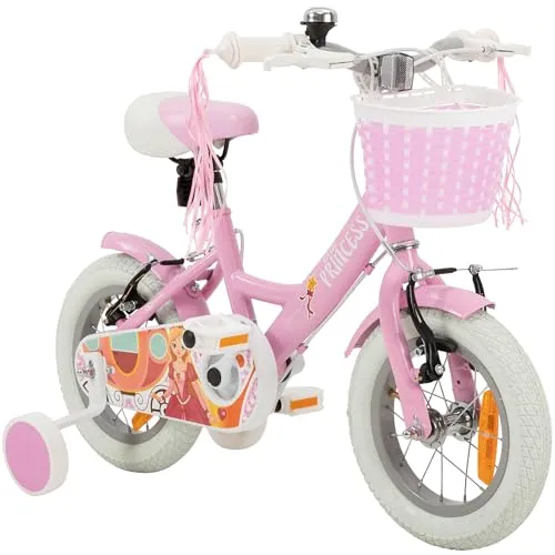 Actionbikes Kinderfahrrad Princess 12 Zoll - Kinderfahrrad für 2-5 Jahre mit V-Brake-Bremsen, ergonomischem Sattel und Höhenverstellbarkeit – ideal für sichere Abenteuer und wachsende Fahrer.