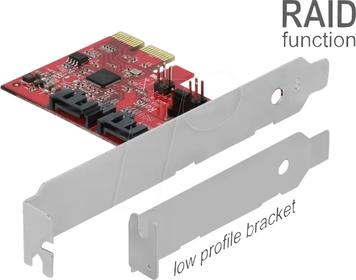 DELOCK 2 Port SATA PCI Express Karte mit RAID 1 - Sonstiges Kabelzubehör, ermöglicht die Spiegelung bestehender Daten ohne Formatierung der SSD/HDD und unterstützt Hot-Swap für flexiblen Datentransfer.