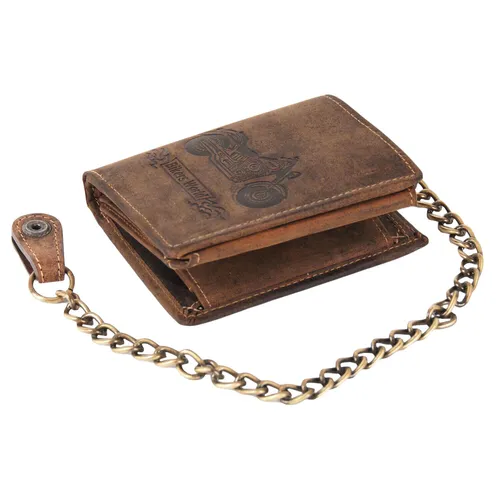 Greenburry Vintage Original Geldbeutel Leder Bikerbörse braun Hochformat - Hochwertige Herren-Geldbörse mit ausklappbaren Fächern und Druckknopfverschluss, ideal für Fahrzeugpapiere und Ausweis