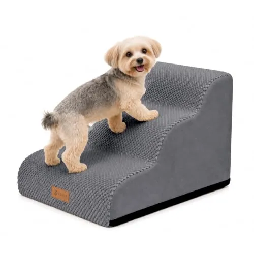 VOUNOT® Hundetreppe 3 Stufen für kleine Hunde & Katzen – Rutschfest und Waschbar