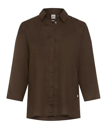 Brax Damen Hemd Style VICKI - Dunkelbraun, Gr. 42 - Elegante Hemdbluse aus hochwertigem Leinen für ein angenehmes Tragegefühl und stilvollen Look. Ideal für jeden Anlass.
