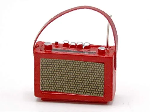 Melody Jane Puppenhaus 1960's Rot Transistor Radio Miniatur 1:12 Maßstab Zubehör